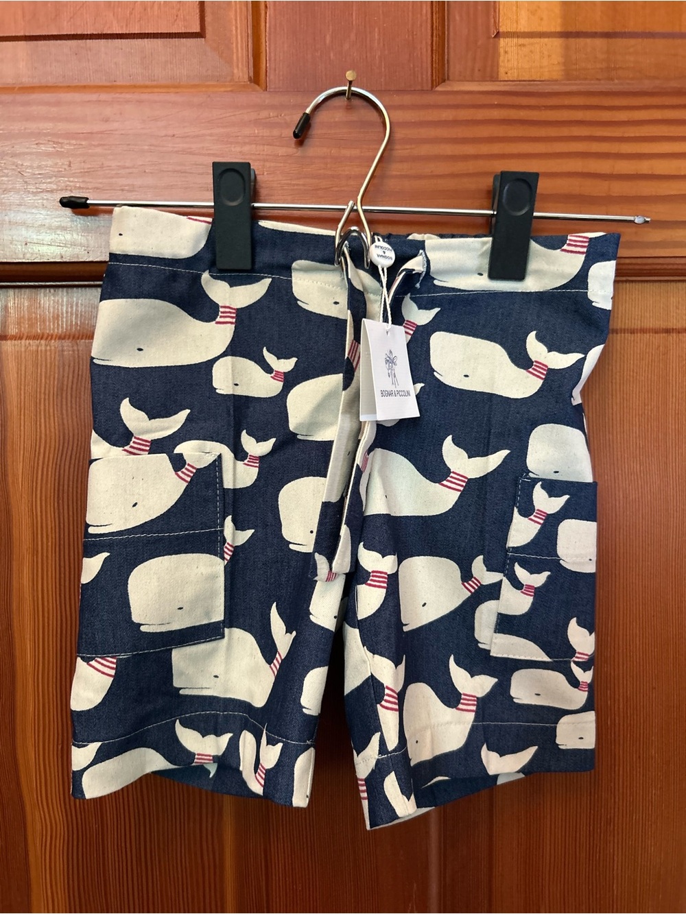 Whale Print Navy Kids Shorts -